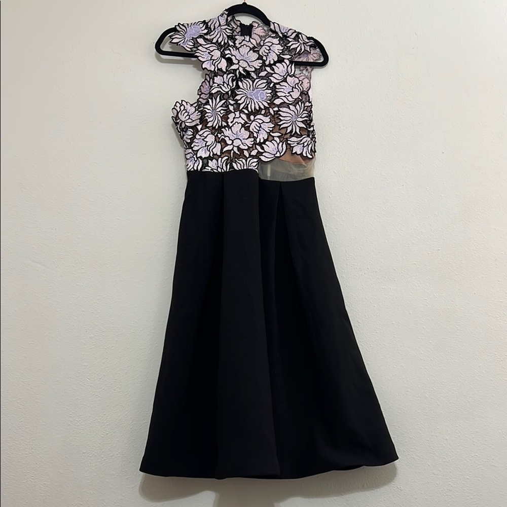Floral Black and White Sleeveless Dress